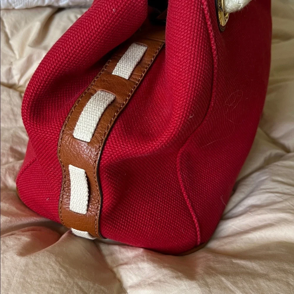 Michael Kors Marina Mandarin Red Canvas Convertible Purse - Picture 5 of 11